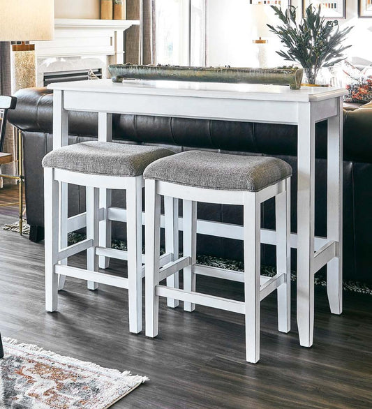 Plow & Hearth Wood Furniture Outdoor Living Sofa Table Set With Saddle Seat Stools - Espresso