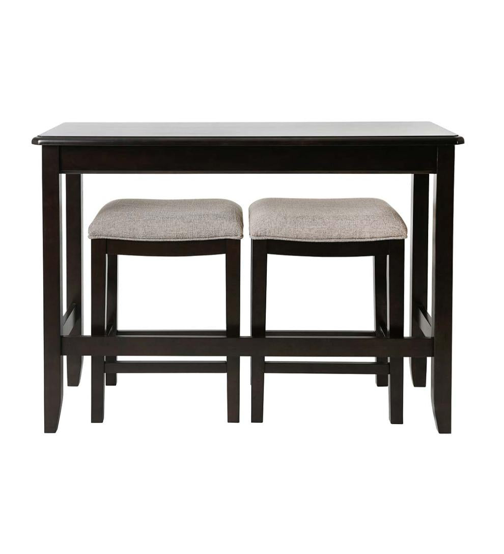Plow & Hearth Wood Furniture Outdoor Living Sofa Table Set With Saddle Seat Stools - Espresso