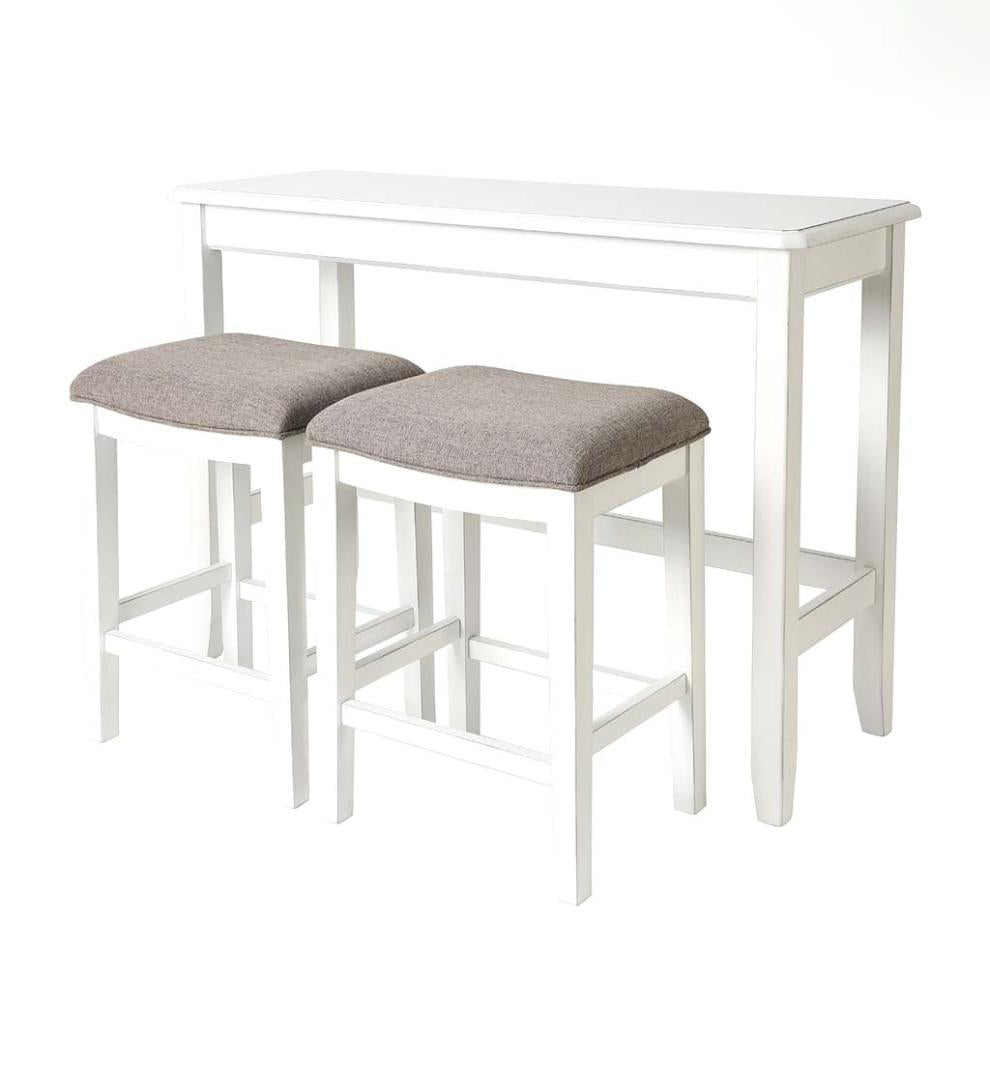 Plow & Hearth Wood Furniture Outdoor Living Sofa Table Set With Saddle Seat Stools - Espresso