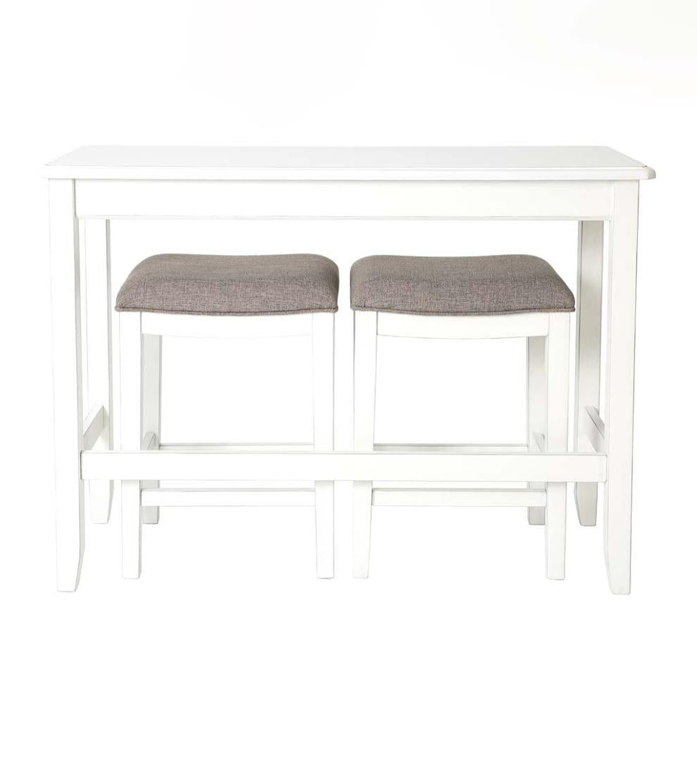 Plow & Hearth Wood Furniture Outdoor Living Sofa Table Set With Saddle Seat Stools - Espresso