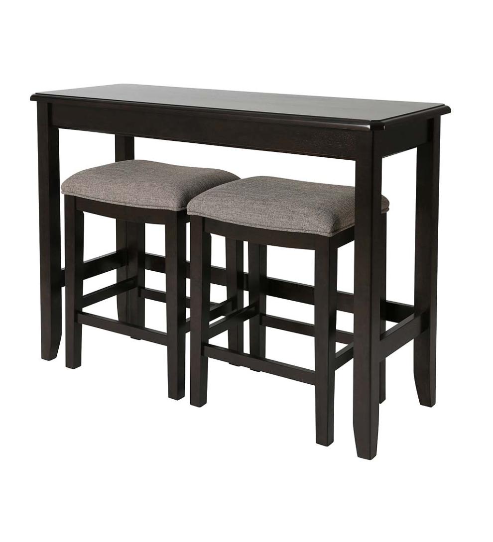Plow & Hearth Wood Furniture Outdoor Living Sofa Table Set With Saddle Seat Stools - Espresso