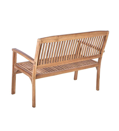 Plow & Hearth Wood Furniture Outdoor Living Teak Bench With Arm Rests
