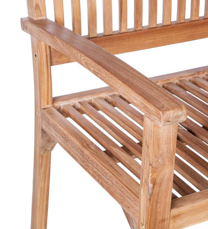 Plow & Hearth Wood Furniture Outdoor Living Teak Bench With Arm Rests