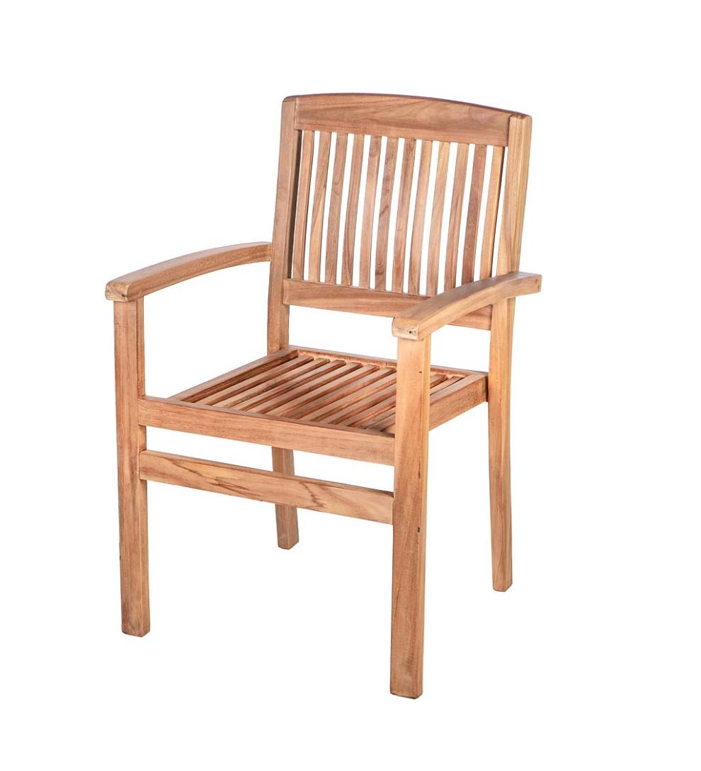 Plow & Hearth Wood Furniture Outdoor Living Teak Chat Set, 3-Piece