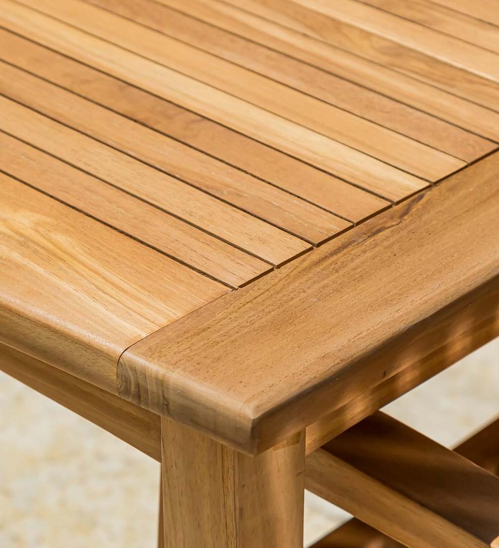Plow & Hearth Wood Furniture Outdoor Living Teak Dining Set, 7-Piece Set