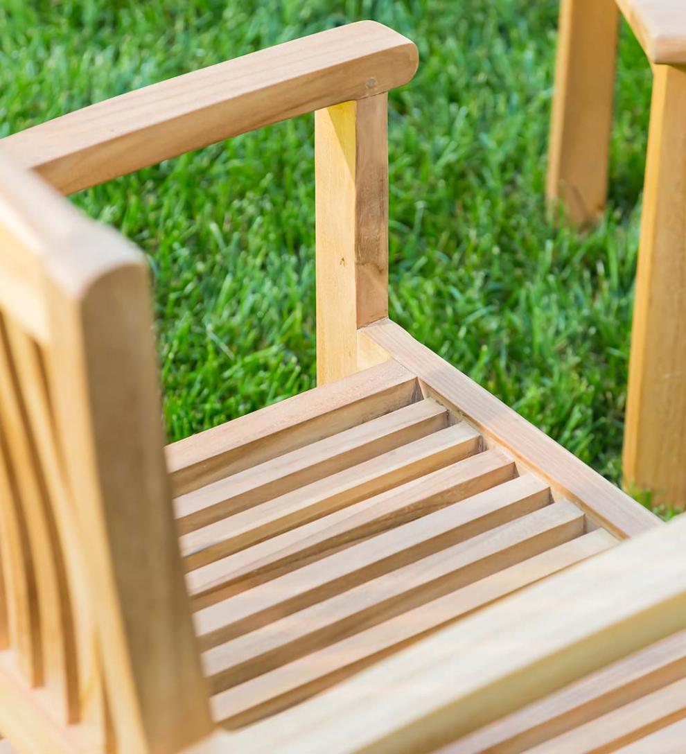 Plow & Hearth Wood Furniture Outdoor Living Teak Seating Set, 4-Piece