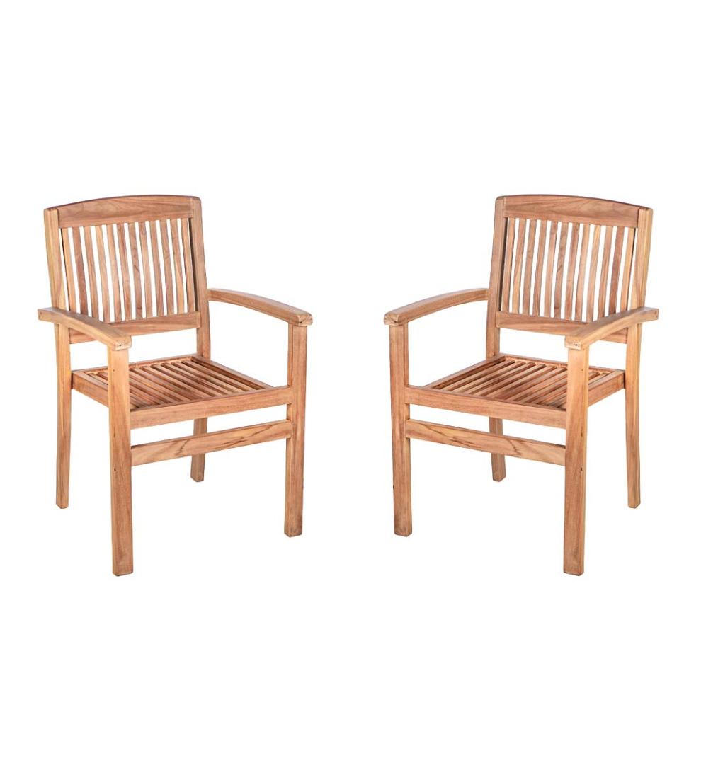 Plow & Hearth Wood Furniture Outdoor Living Teak Seating Set, 4-Piece