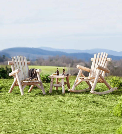 Plow & Hearth Wood Furniture Outdoor Living Usa-Made Northern White Cedar Log Outdoor Furniture