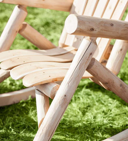 Plow & Hearth Wood Furniture Outdoor Living Usa-Made Northern White Cedar Log Outdoor Furniture