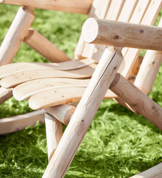 Plow & Hearth Wood Furniture Outdoor Living Usa-Made Northern White Cedar Log Outdoor Furniture