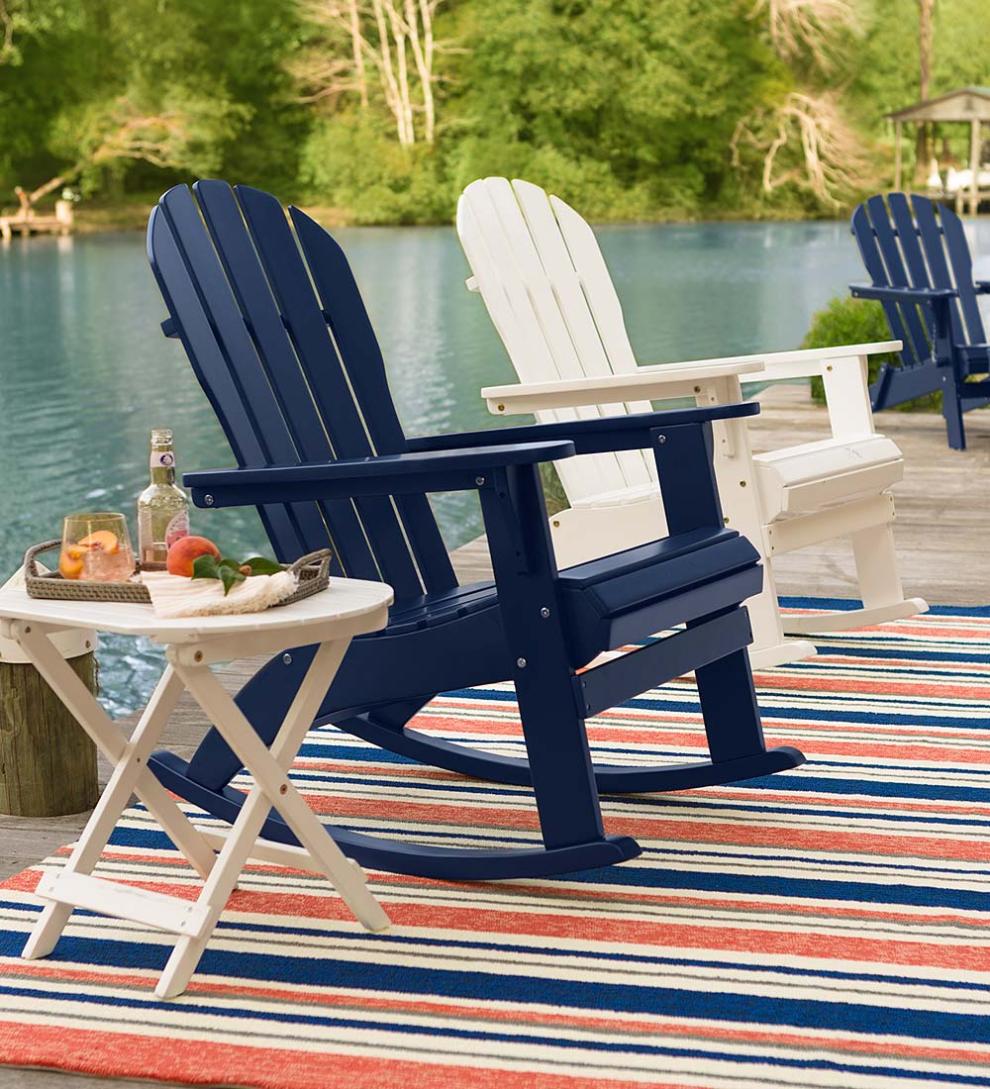 Plow & Hearth Wood Furniture Outdoor Living Wooden Adirondack Rocker - Black
