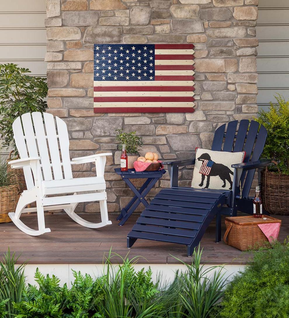 Plow & Hearth Wood Furniture Outdoor Living Wooden Adirondack Rocker - Black
