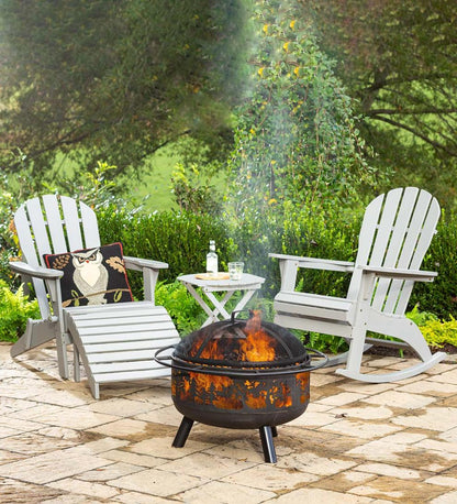 Plow & Hearth Wood Furniture Outdoor Living Wooden Adirondack Rocker - Black