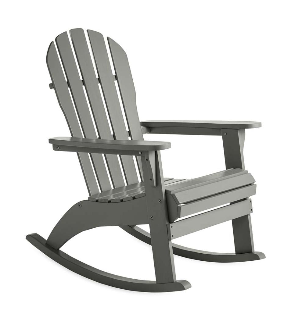 Plow & Hearth Wood Furniture Outdoor Living Wooden Adirondack Rocker - Black
