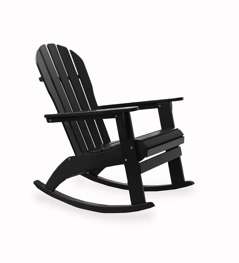 Plow & Hearth Wood Furniture Outdoor Living Wooden Adirondack Rocker - Black