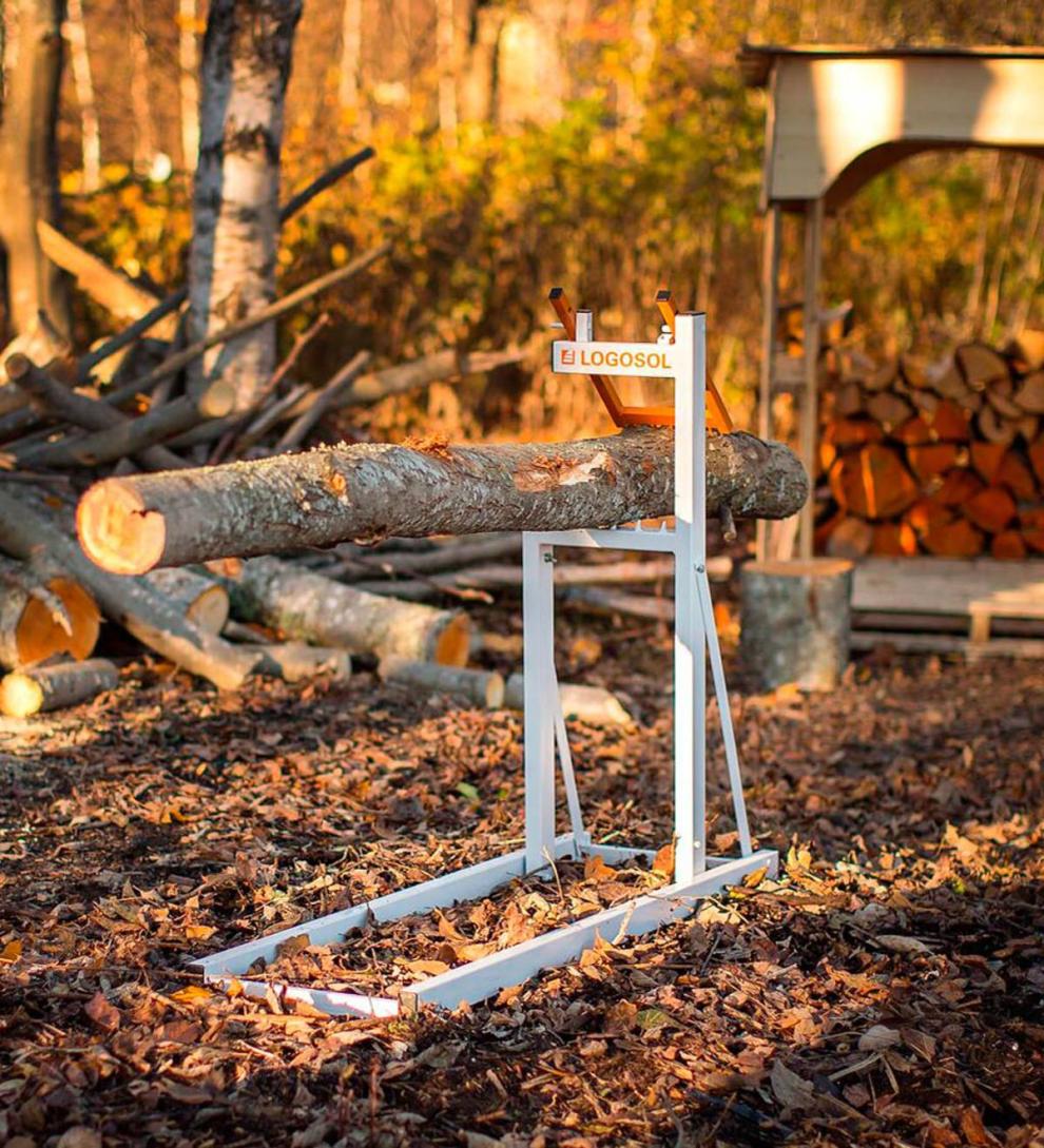 Plow & Hearth Wood Handling Tools Fireplace & Hearth Foldable Steel Smart Log Holder Sawhorse - White