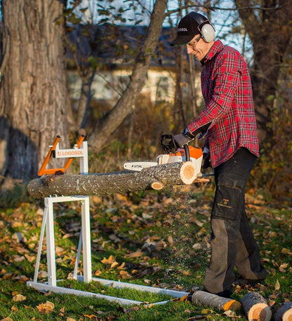 Plow & Hearth Wood Handling Tools Fireplace & Hearth Foldable Steel Smart Log Holder Sawhorse - White