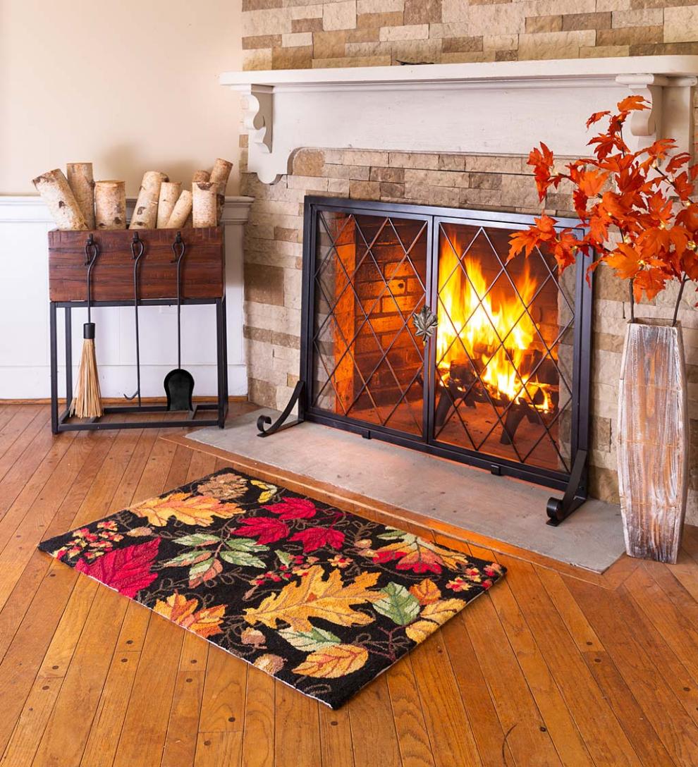Plow & Hearth Wood Storage & Wood Racks Fireplace & Hearth Allegheny Raised Wood Storage Box With Fireplace Tools