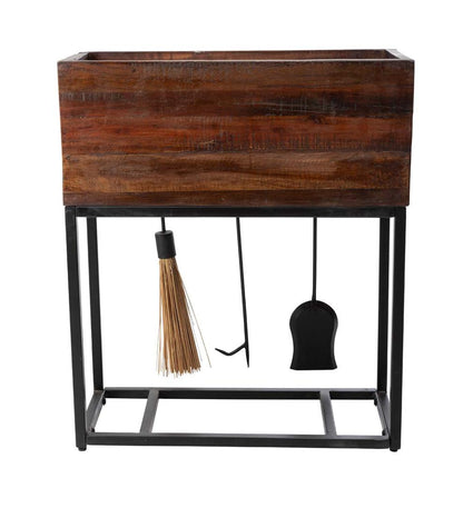 Plow & Hearth Wood Storage & Wood Racks Fireplace & Hearth Allegheny Raised Wood Storage Box With Fireplace Tools