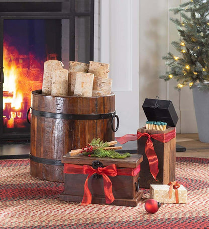 Plow & Hearth Wood Storage & Wood Racks Fireplace & Hearth Birmingham Reclaimed Wood Hearth Storage Box With 5 Lbs. Fatwood