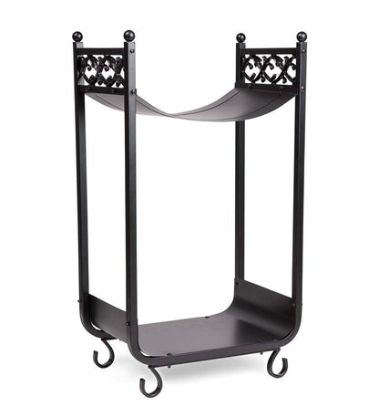 Plow & Hearth Wood Storage & Wood Racks Fireplace & Hearth Compact Log Rack, Cast Iron With Scrollwork Design - Black