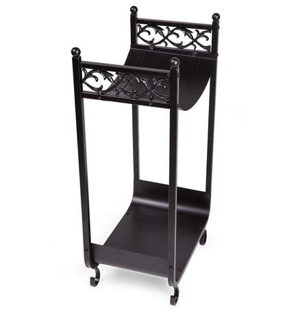 Plow & Hearth Wood Storage & Wood Racks Fireplace & Hearth Compact Log Rack, Cast Iron With Scrollwork Design - Black