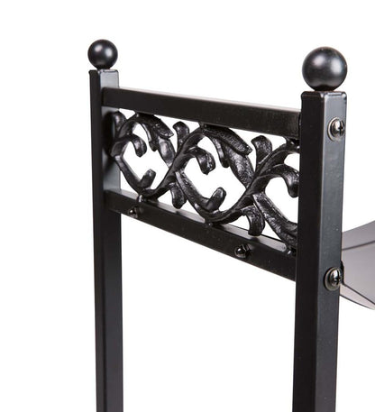 Plow & Hearth Wood Storage & Wood Racks Fireplace & Hearth Compact Log Rack, Cast Iron With Scrollwork Design - Black