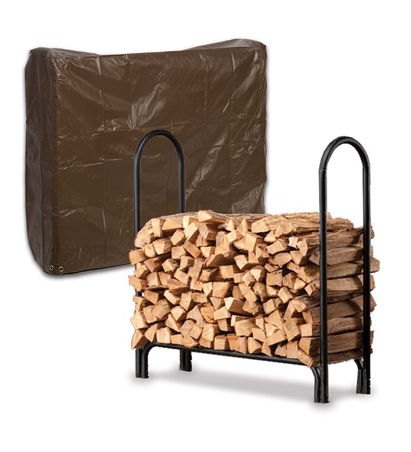 Plow & Hearth Wood Storage & Wood Racks Fireplace & Hearth Heavy-Duty Steel Log Racks And Vinyl Covers
