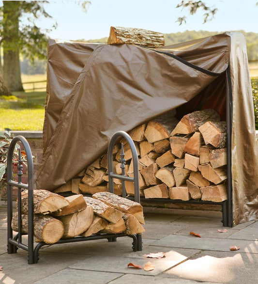 Plow & Hearth Wood Storage & Wood Racks Fireplace & Hearth Heavy Duty Steel Wood Rack With Finial Design