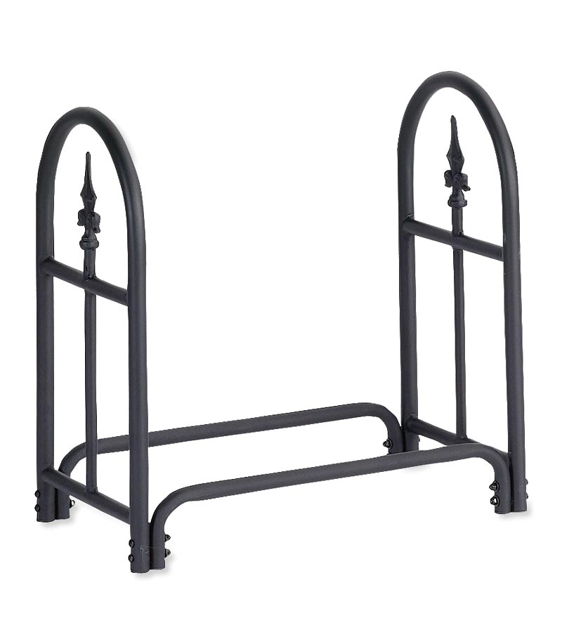 Plow & Hearth Wood Storage & Wood Racks Fireplace & Hearth Heavy Duty Steel Wood Rack With Finial Design