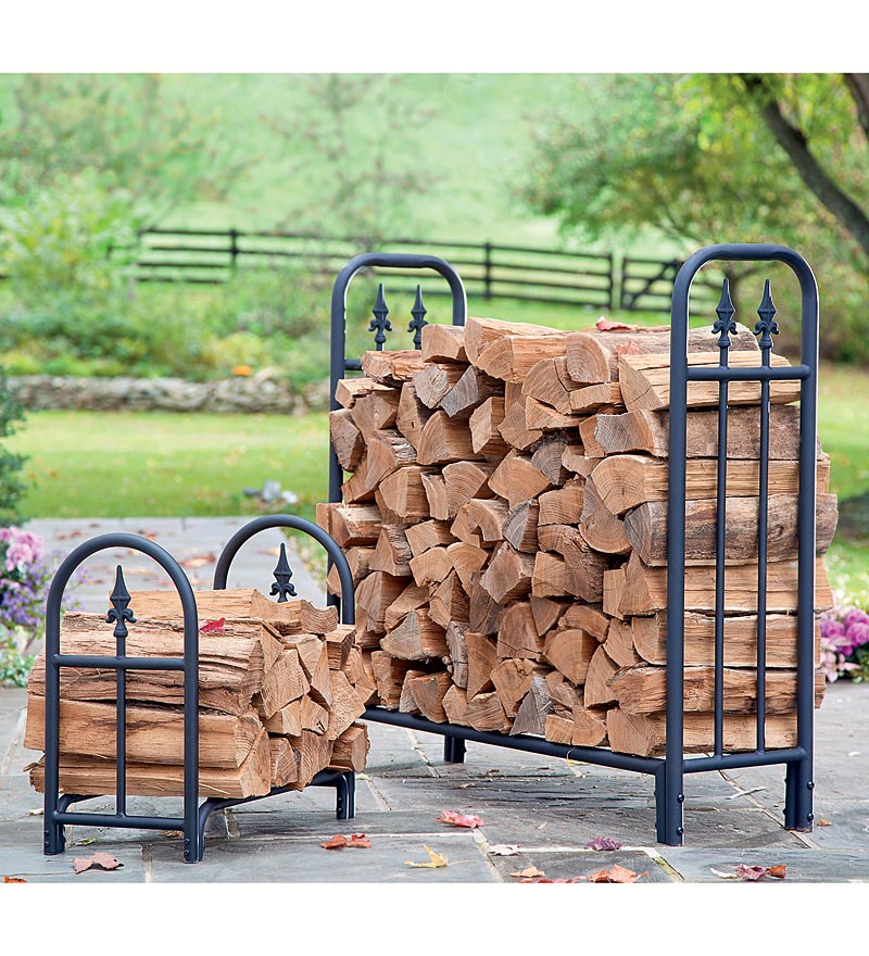 Plow & Hearth Wood Storage & Wood Racks Fireplace & Hearth Heavy Duty Steel Wood Rack With Finial Design
