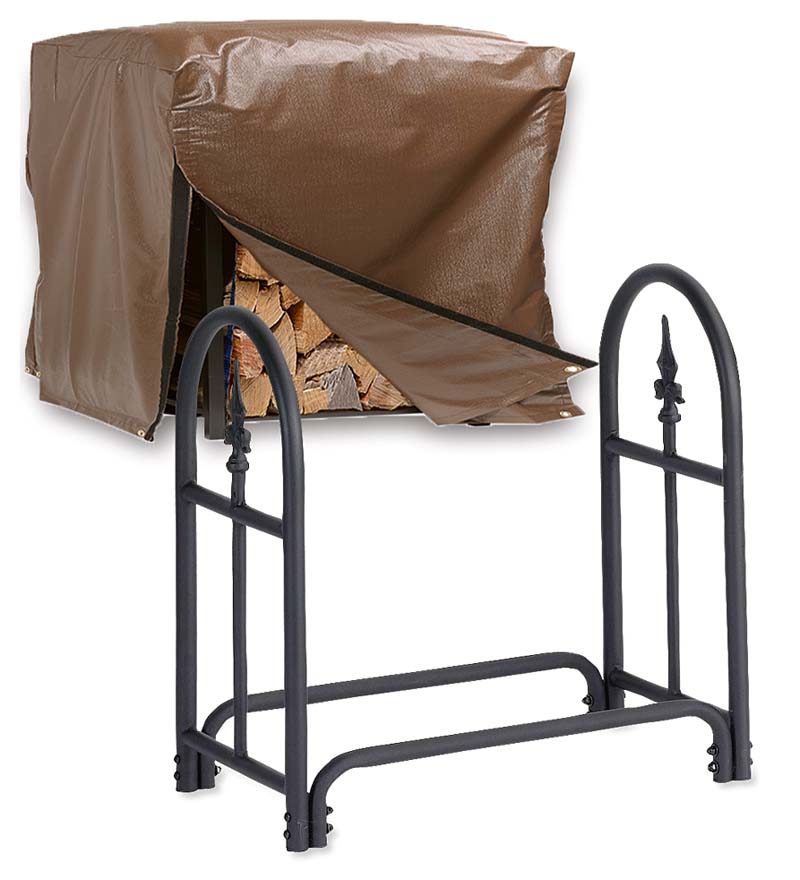 Plow & Hearth Wood Storage & Wood Racks Fireplace & Hearth Heavy Duty Steel Wood Rack With Finial Design