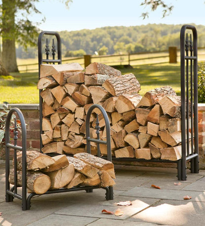 Plow & Hearth Wood Storage & Wood Racks Fireplace & Hearth Heavy Duty Steel Wood Rack With Finial Design