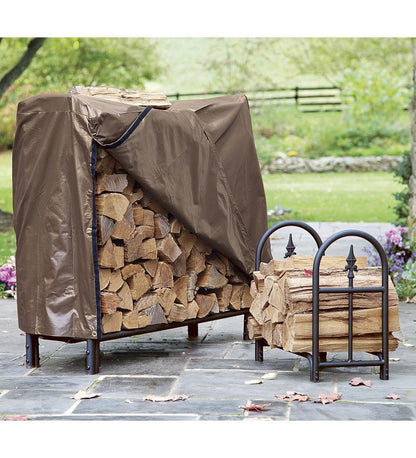 Plow & Hearth Wood Storage & Wood Racks Fireplace & Hearth Heavy Duty Steel Wood Rack With Finial Design