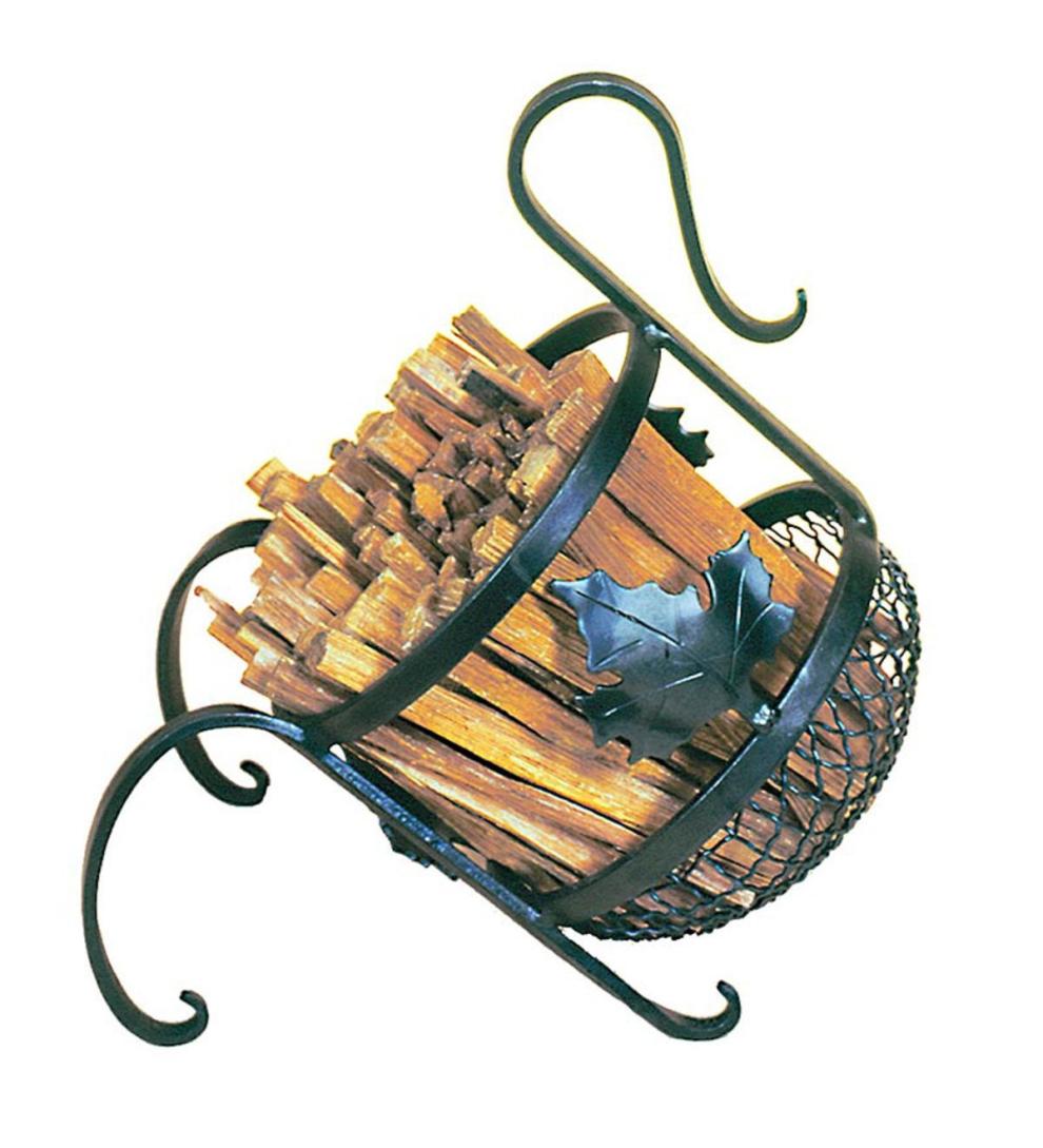 Plow & Hearth Wood Storage & Wood Racks Fireplace & Hearth Maple Leaf Fatwood Caddy With 4 Lbs. Fatwood - Graphite