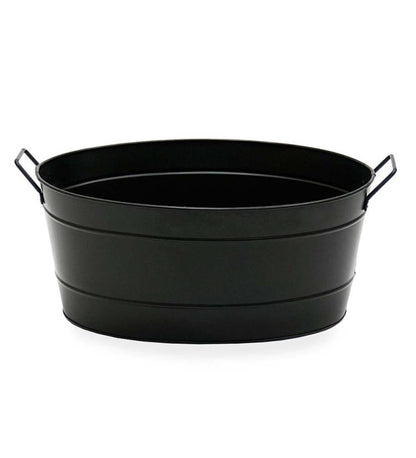 Plow & Hearth Wood Storage & Wood Racks Fireplace & Hearth Oval Galvanized Log Tub - Black