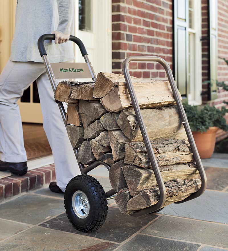 Plow & Hearth Wood Storage & Wood Racks Fireplace & Hearth Rolling Log Cart And Optional Vinyl Cover