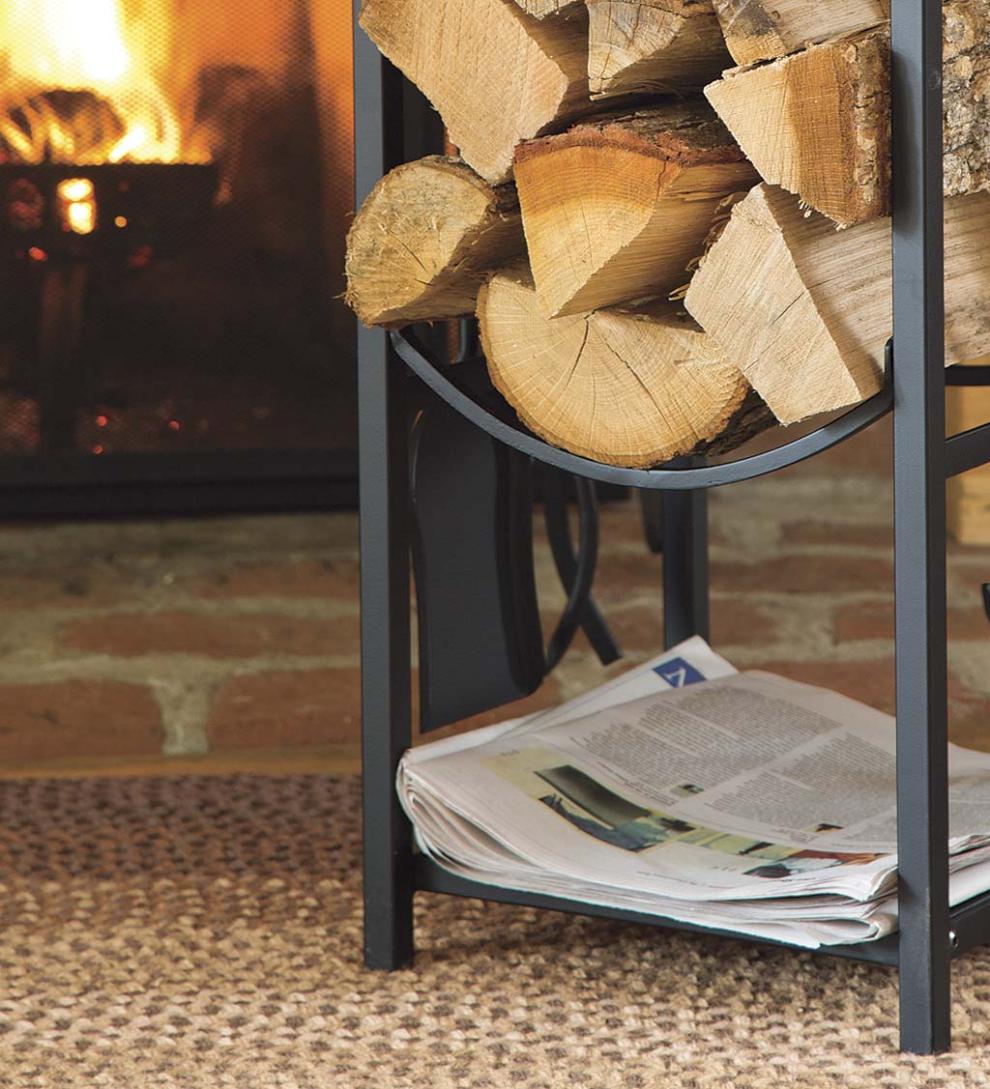 Plow & Hearth Wood Storage & Wood Racks Fireplace & Hearth Wood Rack With Fireplace Tools - Black