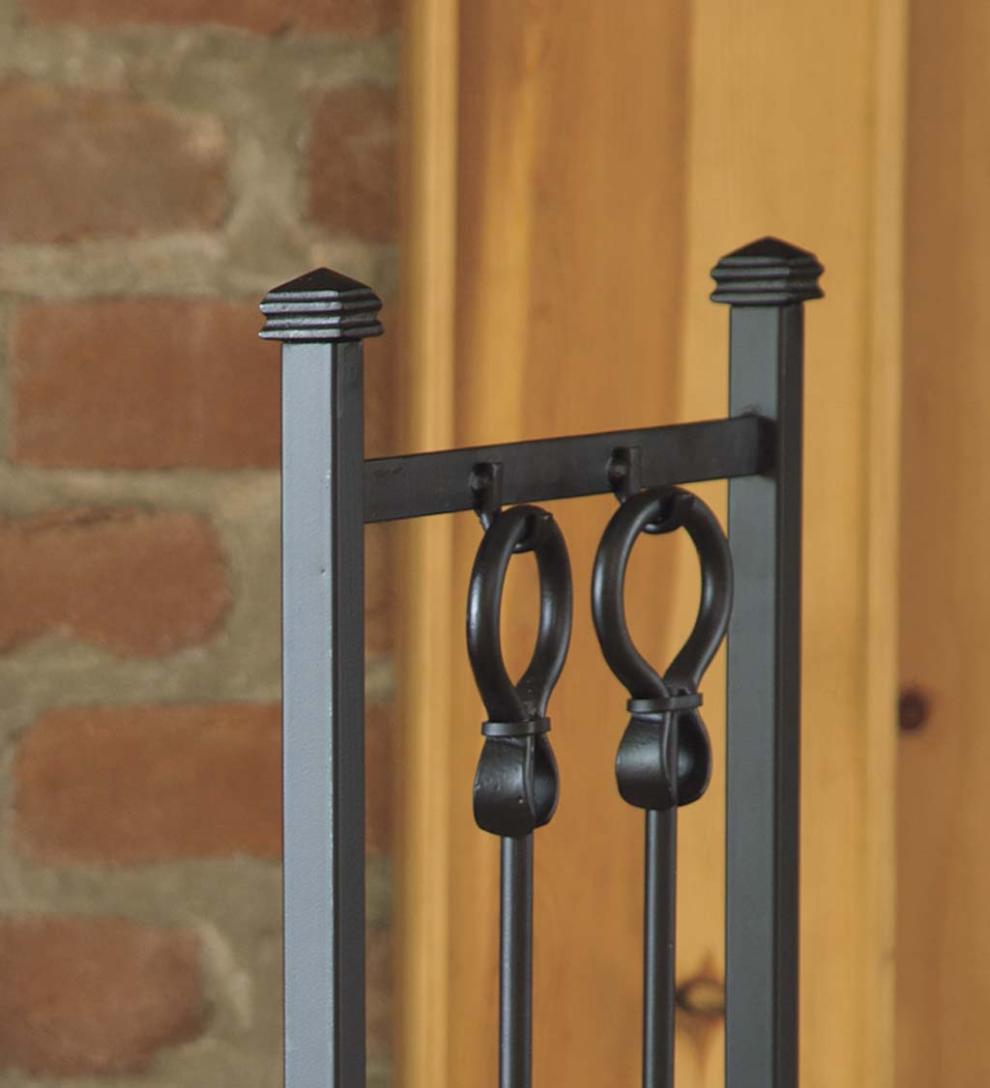 Plow & Hearth Wood Storage & Wood Racks Fireplace & Hearth Wood Rack With Fireplace Tools - Black