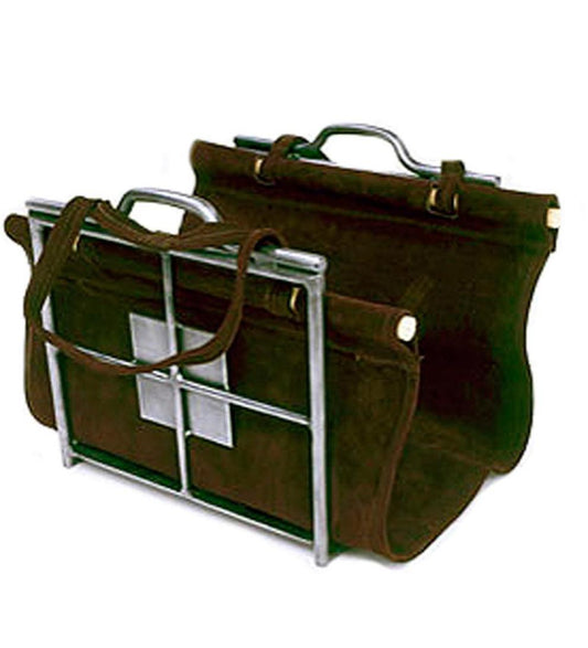 Plow & Hearth Wood Storage & Wood Racks Fireplace & Hearth Wrought Iron Wright Firewood Holder With Suede Log Carrier - Graphite
