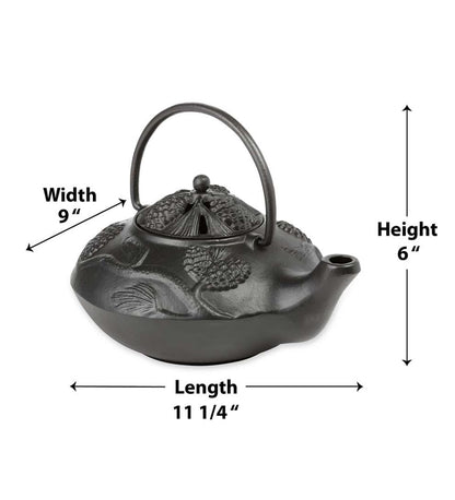 Plow & Hearth Wood Stove Accessories Fireplace & Hearth Cast Iron Wood Stove Kettle Steamer With Pine Cone Design - Black