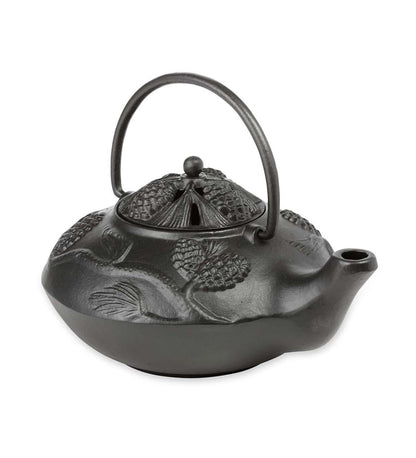Plow & Hearth Wood Stove Accessories Fireplace & Hearth Cast Iron Wood Stove Kettle Steamer With Pine Cone Design - Black