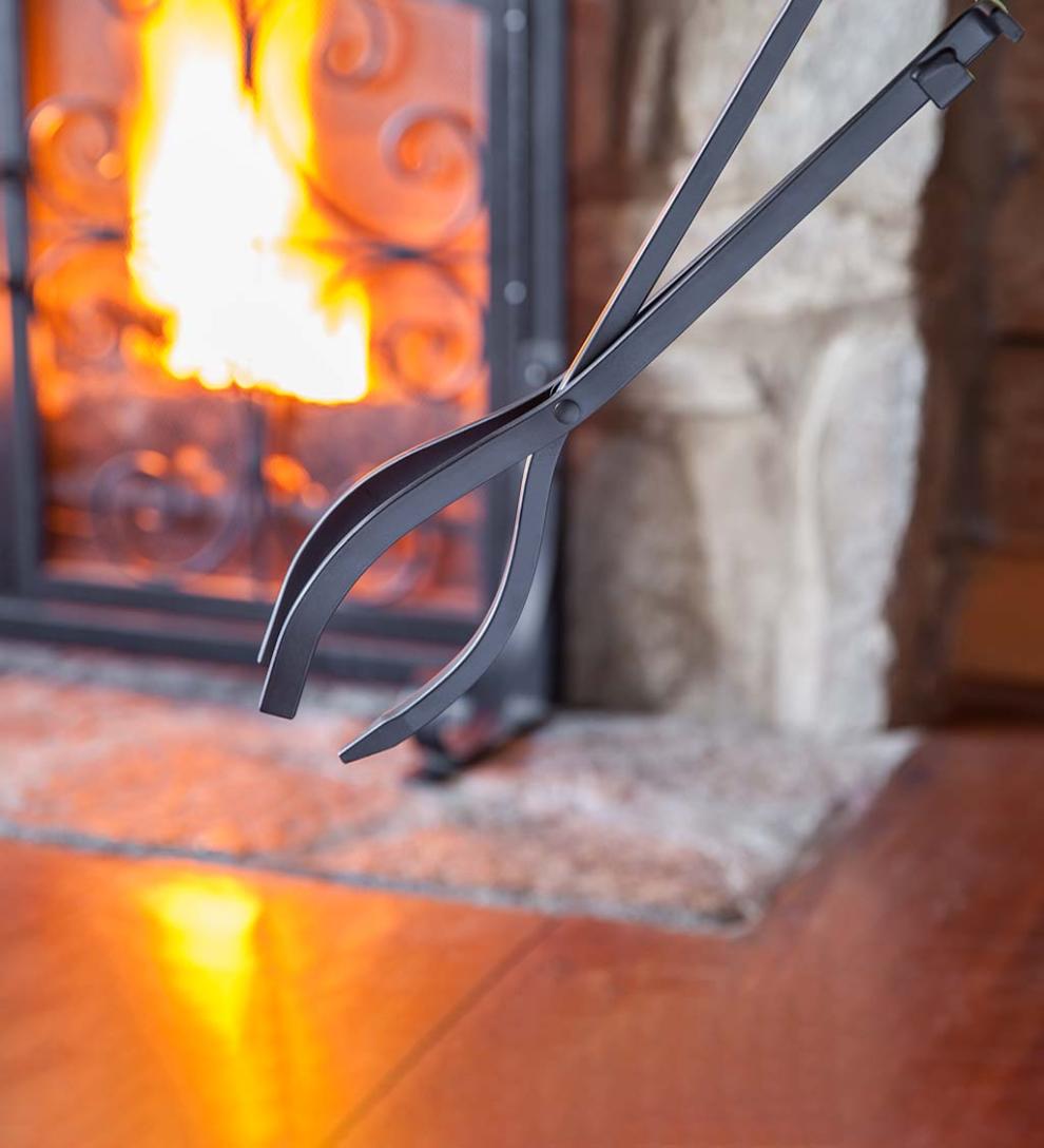Plow & Hearth Wood Stove Accessories Fireplace & Hearth Compact Size Hand-Forged Fireplace Tool Set - Black