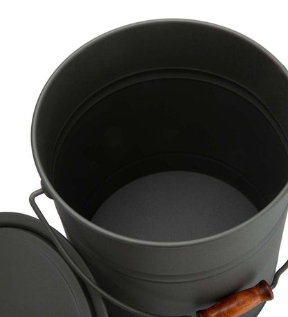 Plow & Hearth Wood Stove Accessories Fireplace & Hearth Deluxe Galvanized Ash Bucket With Handle, Lid And Double-Layer Bottom - Charcoal Black