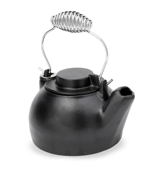 Plow & Hearth Wood Stove Accessories Fireplace & Hearth Porcelain Steamer Kettle, 2.5-Quart - Black