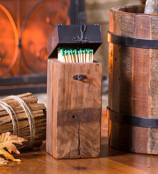 Plow & Hearth Wood Stove Accessories Fireplace & Hearth Recycled Wood And Iron Fireplace Match Holder