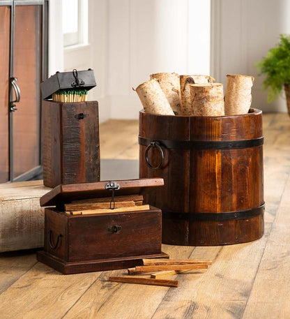 Plow & Hearth Wood Stove Accessories Fireplace & Hearth Recycled Wood And Iron Fireplace Match Holder