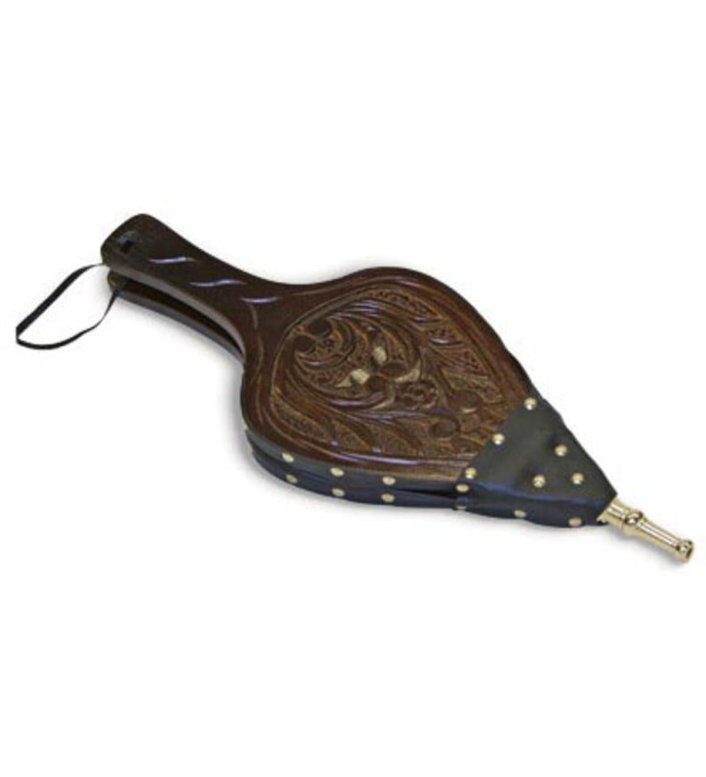 Plow & Hearth Wood Stove Accessories Fireplace & Hearth Wood Carved Scroll Bellows In A Dark Brown Finish
