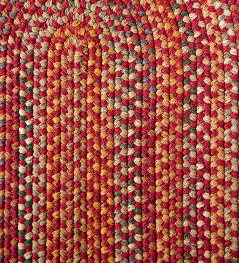 Plow & Hearth Wool Rugs Indoor Living Blue Ridge Wool Braided Oval Rugs, Made In Usa