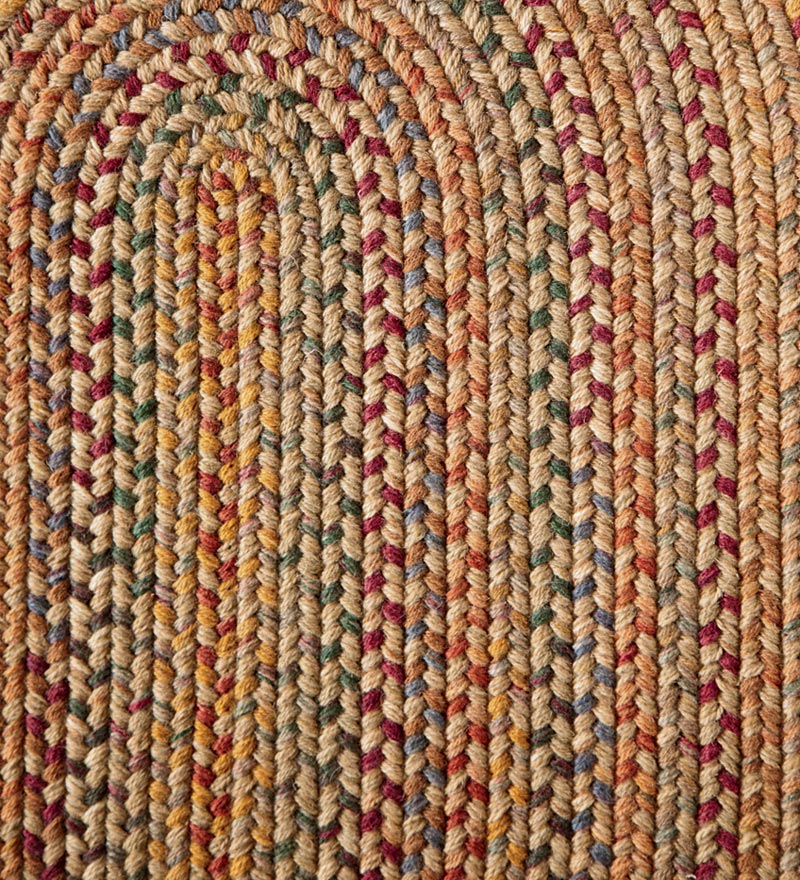 Plow & Hearth Wool Rugs Indoor Living Blue Ridge Wool Braided Oval Rugs, Made In Usa
